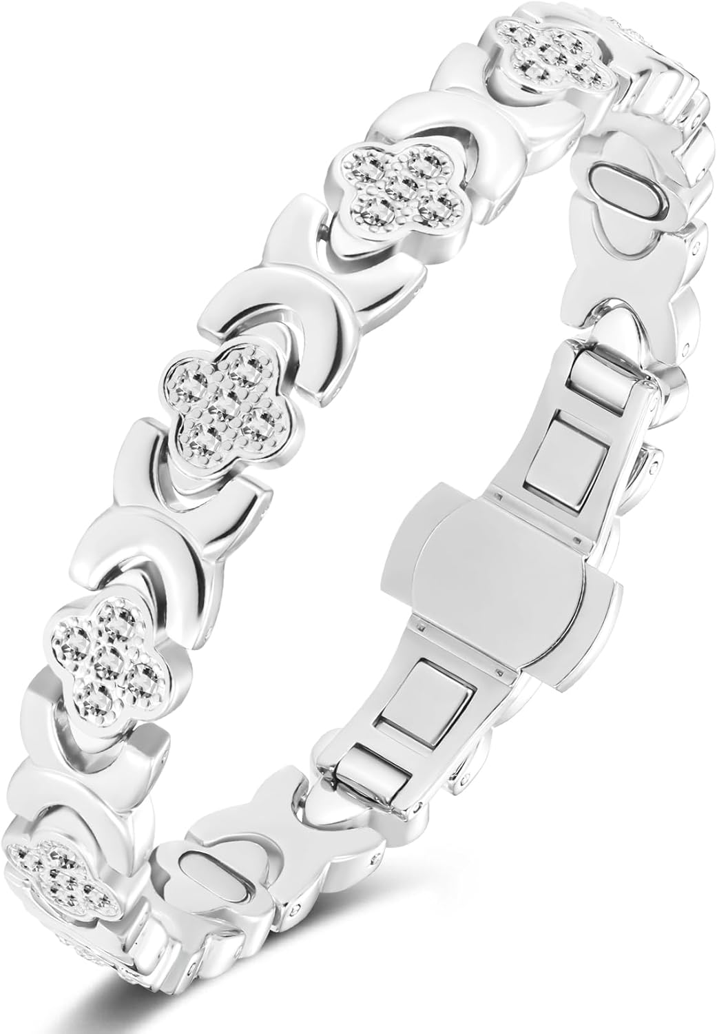 🔥LAST DAY SALE-60%🎉Insideefy 5X Magnetic Copper Bracelet for Women | 5000 Gauss Magnets | Adjustable Butterfly Clasp | Gold-Rose Four-Leaf Clover Design