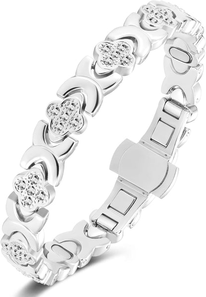 🔥LAST DAY SALE-60%🎉Insideefy 5X Magnetic Copper Bracelet for Women | 5000 Gauss Magnets | Adjustable Butterfly Clasp | Gold-Rose Four-Leaf Clover Design